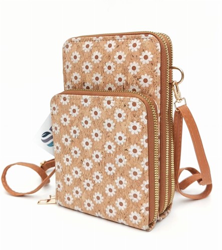 Torebka-korkowa-na-telefon-mini-crossbody-rowerówka-wegańska-z-korka-naturalnego-praktyczna-na-codzień-wzór-stokrotki-SBagNatural.pl