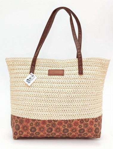 Torebka-damska-koszyk-pleciona-duża-A4-z-rafii-z-korka-korkowa-plażowa-wegańska-na-lato-letnia-na-plażę-ekologiczna-kolor-ecru-beż-kwiaty-SBagNatural.pl