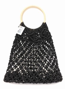 Torebka damska makrama sznurkowa pleciona do ręki boho czarna letnia