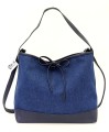 Torebka Jeansowa Damska Worek Pojemna Modna Do Pracy Z Kosmetyczką Na Ramię Z Paskiem Wegańska Z Jeansu Kolor Granatowy SBagNatural.pl