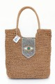 Torebka Koszyk Duża Pleciona Na Plażę Boho Letnia Pojemna A4 Lekka Na Ramię Zdobiona Koralikami Wegańska Ekologiczna Zapinana Na Zamek Na Lato Plażowa Słomiana Z Rafii Kolor Naturalny Beżowy Srebrny SBagNatural.pl
