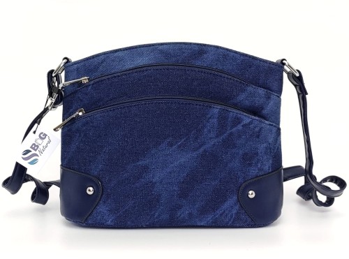 Torebka Listonoszka Trzykomorowa Jeansowa Denim 3 Komory Praktyczna Pojemna Wegańska Jeans Denim Kolor Dark BLUE Granatowa SBagNatural.pl