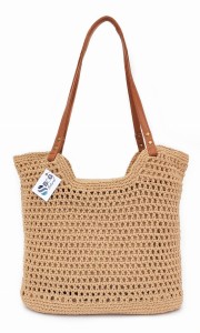 Torebka Damska Makrama Boho A4 Pleciona Na Ramię Na Lato Pojemna Szydełkowa