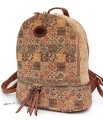 Plecak-damski-korkowy-pojemny-lekki-z korka-wegański-ekologiczny-miejski-boho-Beżowy-wzór-azulejo1-SBagNatural.pl