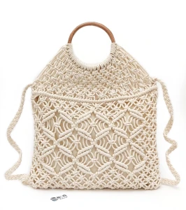 Torebka Damska Makrama Boho Ze Sznurka Wegańska Listonoszka Letnia Eko