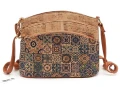 Eko-Torebka-Damska-Listonoszka-Korkowa-Trzykomorowa-Wegańska-Praktyczna-Lekka-Pojemna-Crossbody-Z-Wzorkami-Na-Prezent-Codzienna-Ekologiczna-Kolor-Beżowa-Wzór-Azulejo- Blue-SBagNatural.pl